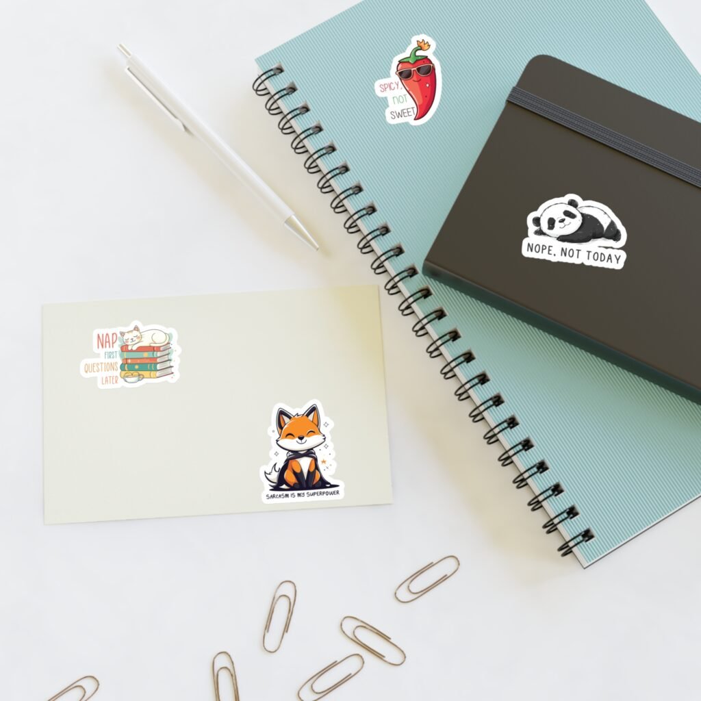 Sarcastic Animal Quote Vinyl Sticker Sheet - Cat, Panda, Chili, Fox