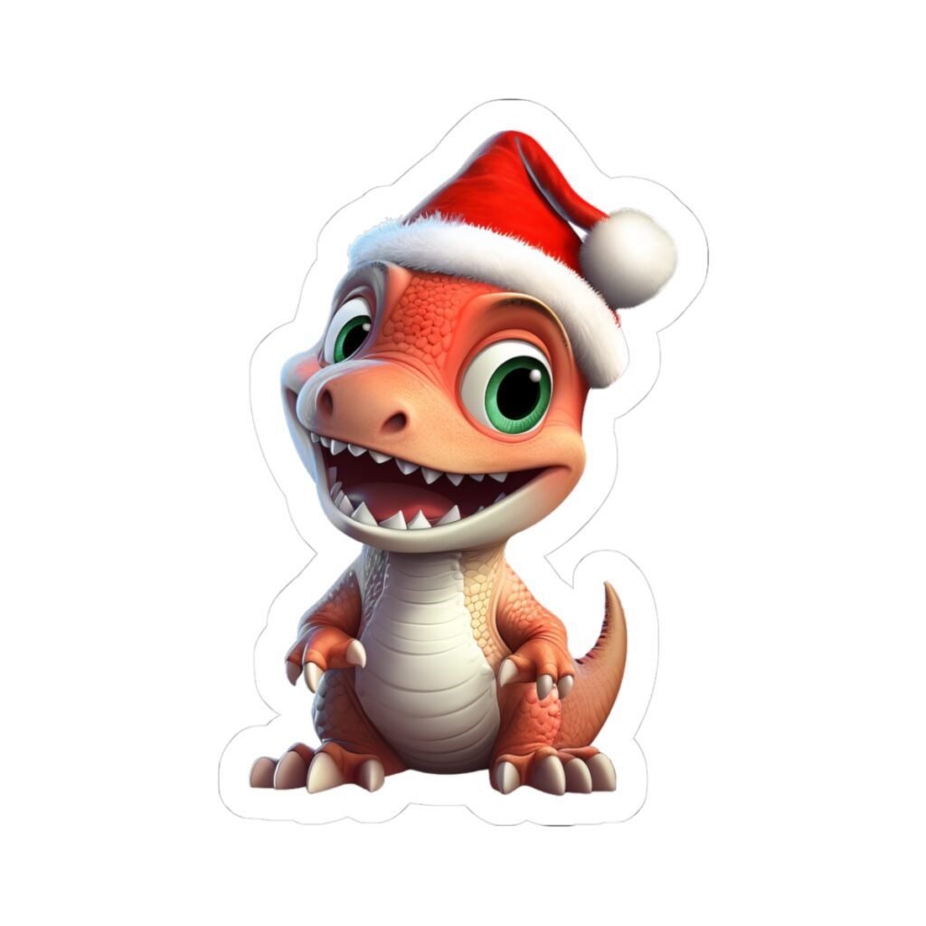 Christmas Dinosaur Kiss-Cut Sticker