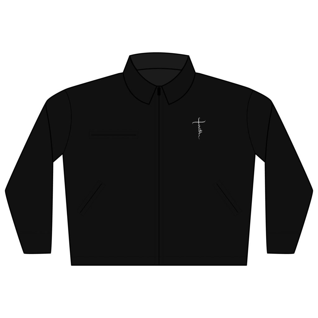 Faith Cross Typography Heavy-Duty Work Jacket