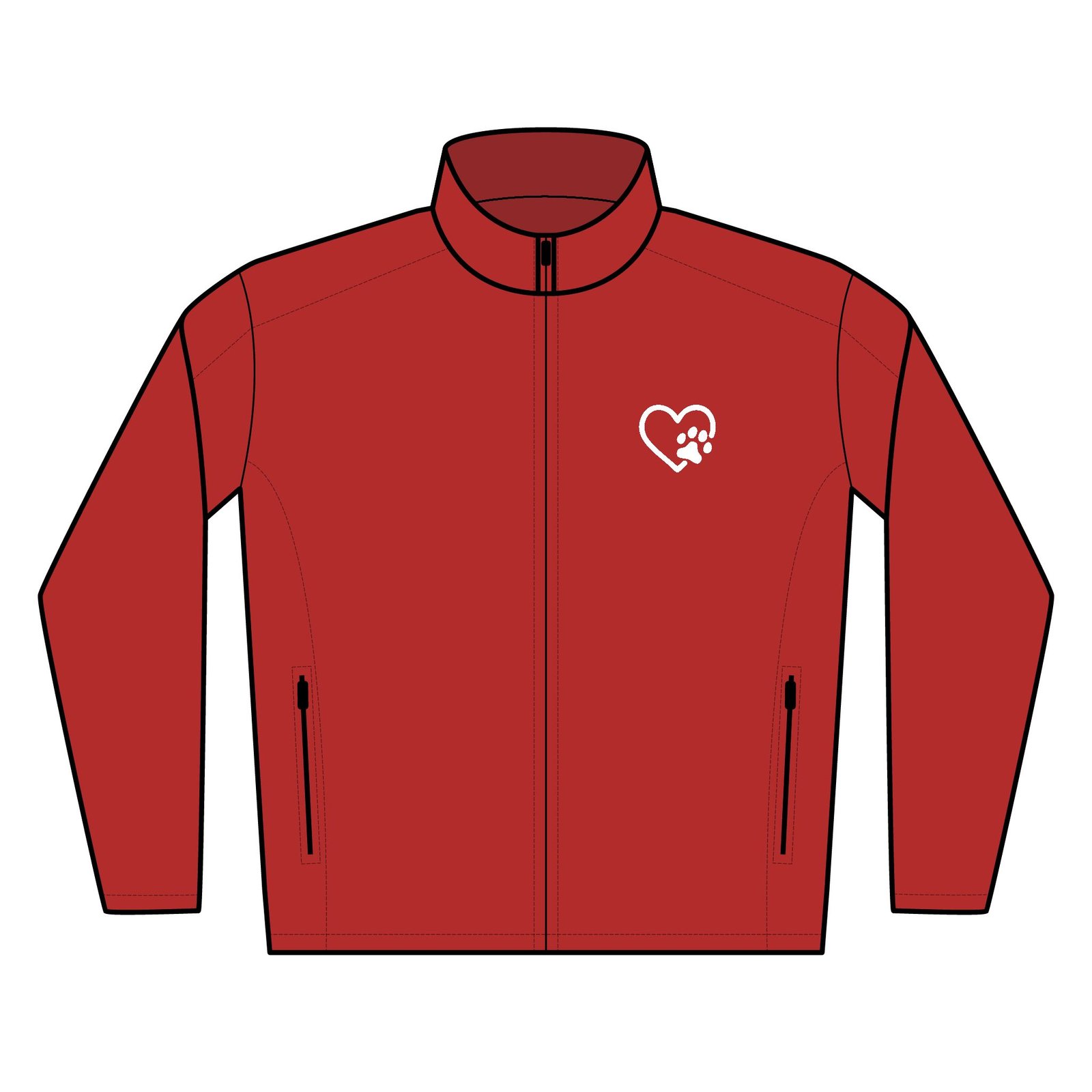Cat Paw Heart Design Water-Resistant Soft Shell Jacket