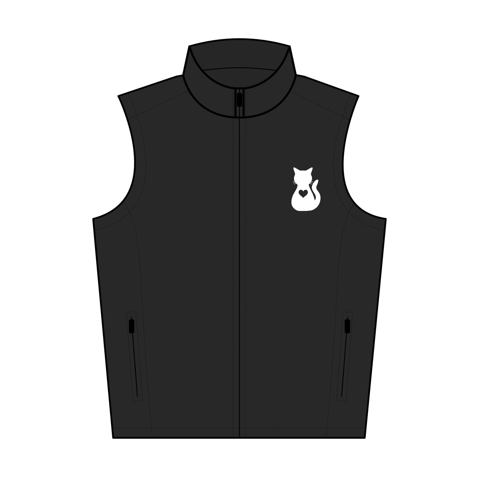 Cat Silhouette Heart Cutout Water-Resistant Soft Shell Vest