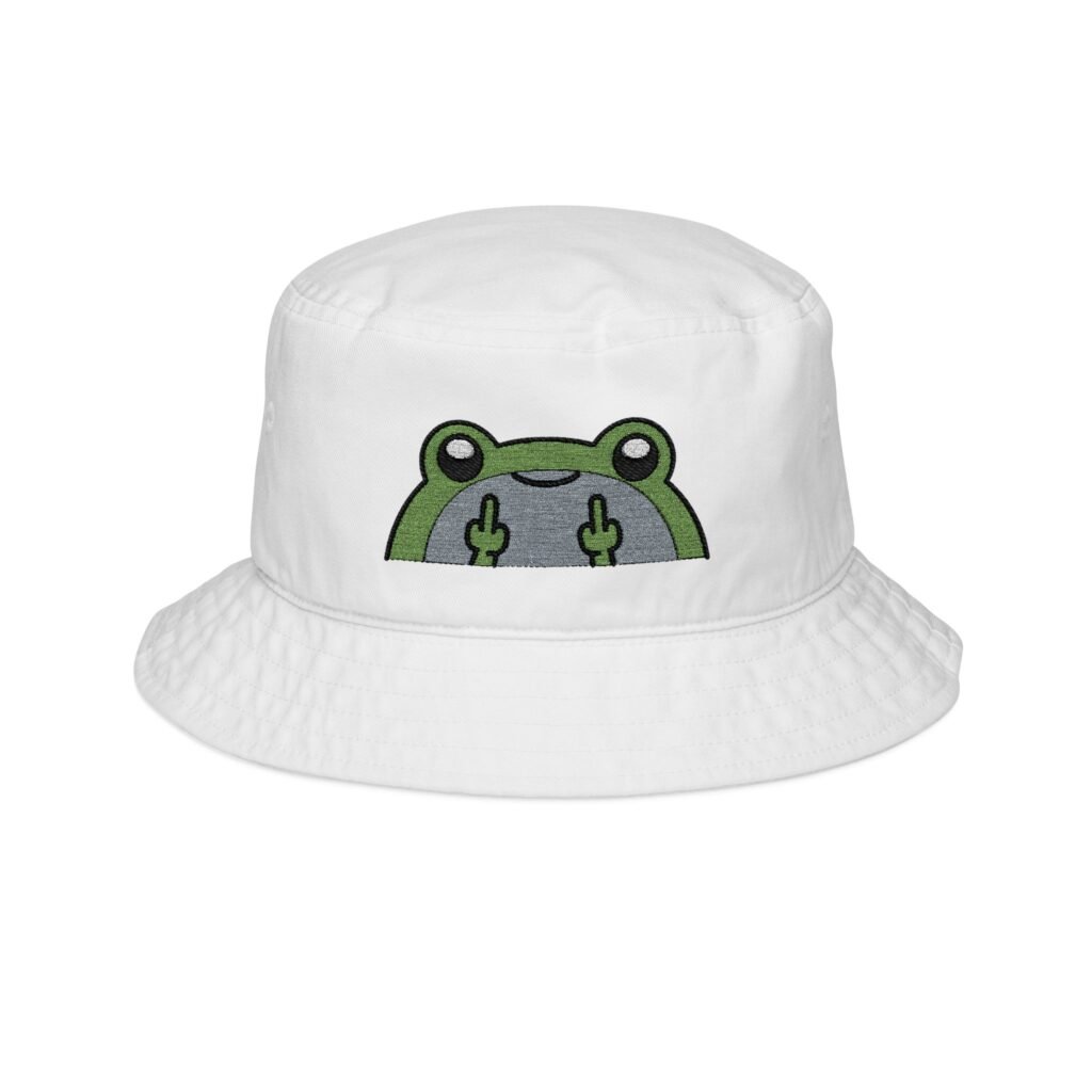 Middle Finger Frog Embroidered Bucket Hat