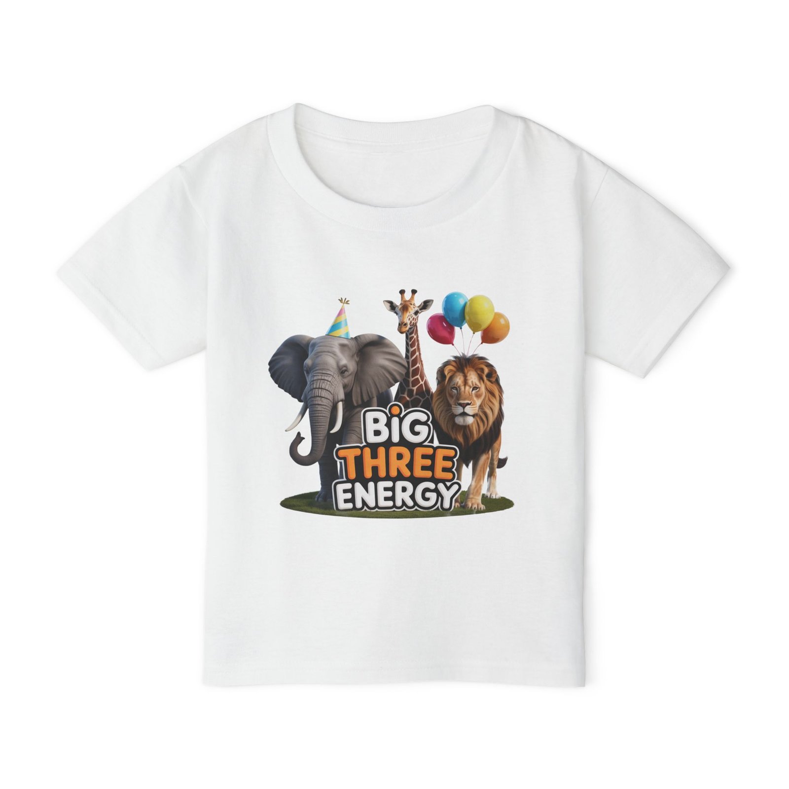 Big Three Energy Toddler T-Shirt, Animal Birthday Shirt, Kids Party Tee, Jungle Theme Gift, Cute Toddler Apparel